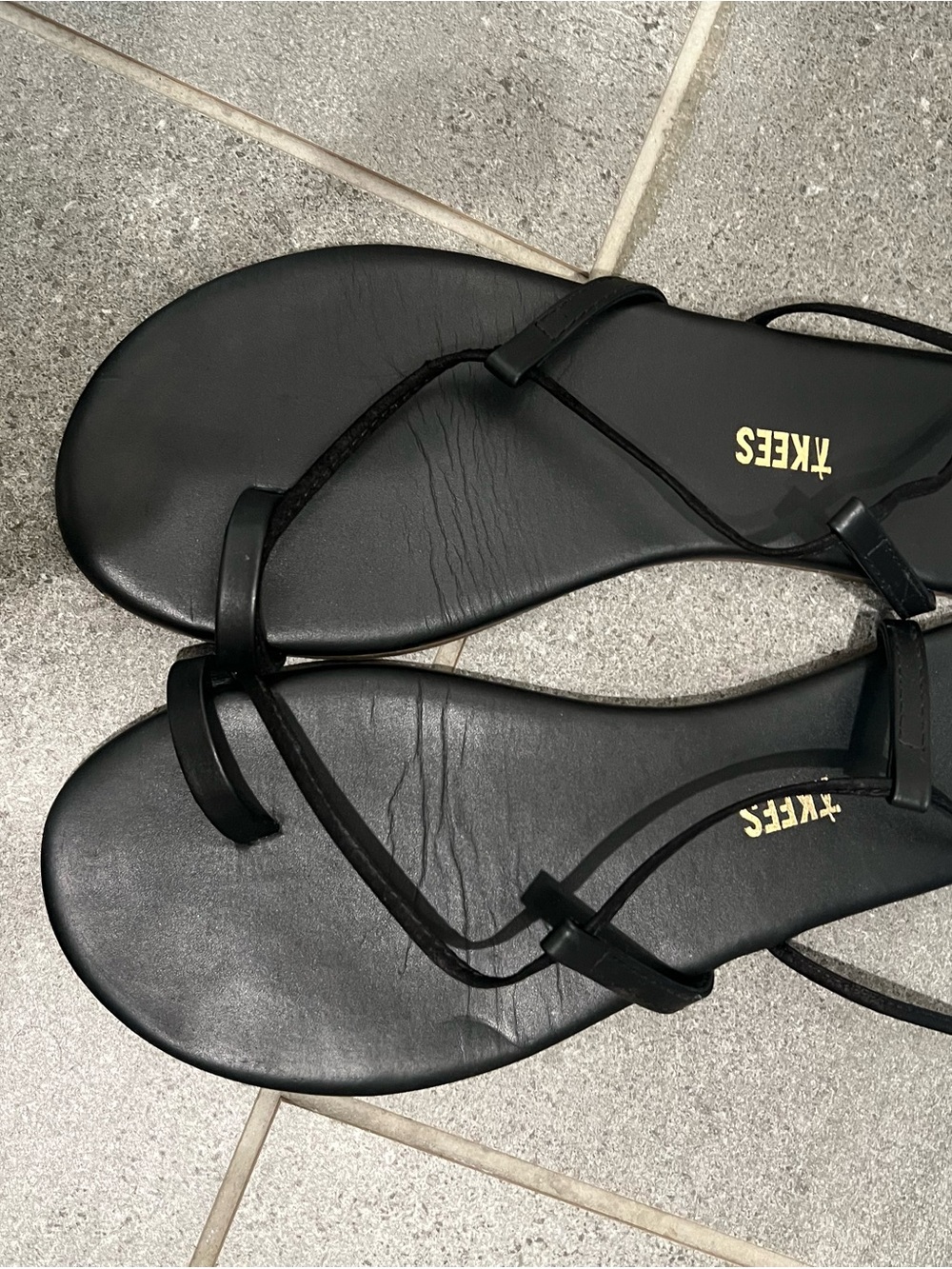 TKEES Women's Black Lace-Up Leather Sandals - Picture 2 of 3